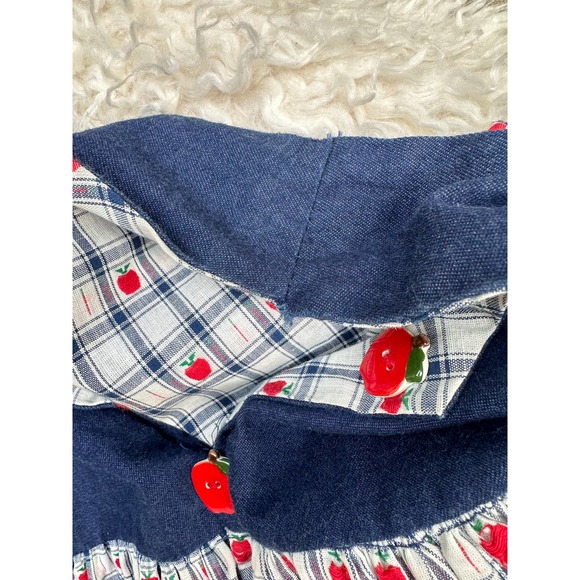 Vintage 80s Does 50s Little Girl Dress Apples Back to School School Picture Day - Picture 6 of 7